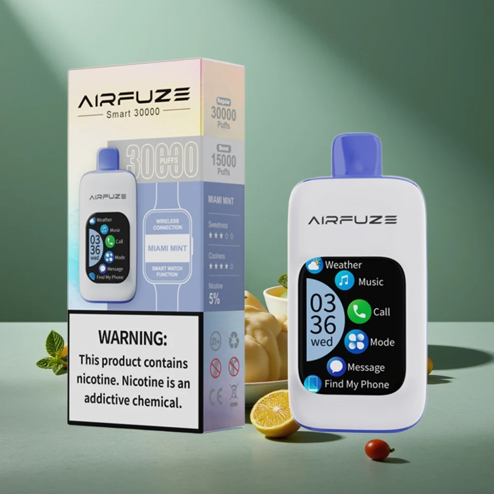 AirFuze Smart 30000 Puffs Disposable Pod com Tela Touch 2.01″ e Sabor Menta Miami - Image 2
