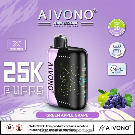 Cigarro Eletrônico – Aivono AIM BOOM 25.000 uva maçã verde FR2FJJ346