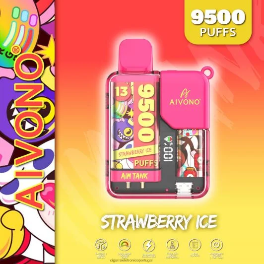 Cigarro Eletrônico – Aivono AIM TANK 9500 gelo de morango FR2FJJ38