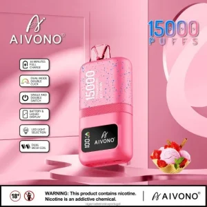 Cigarro Eletrônico Descartável Atacado – Aivono AIM magic 15.000 sorvete de morango FR2FJJ66