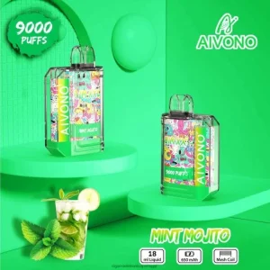 Cigarro Eletrônico Descartável Atacado – Aivono AIM XXL Adesivo de boca 9000 transparente mojito de menta FR2FJJ55