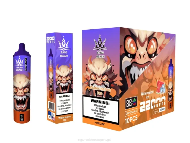 Cigarro Eletrônico Descartável Atacado – Bang Beach Tela inteligente de 22.000 baforadas gelo de melancia 8T6022