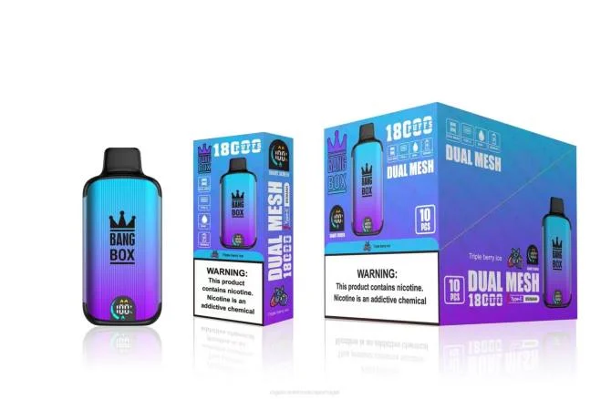 Cigarro Eletrônico Descartável Atacado – Bang Box 18.000 baforadas gelo de baga tripla 8T6095