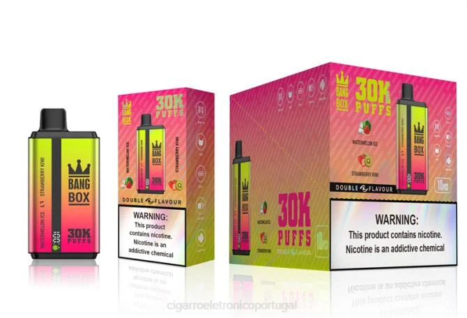 Cigarro Eletrônico Descartável Atacado – Bang Box 30.000 baforadas sabores duplos gelo de melancia e kiwi de morango 8T6062