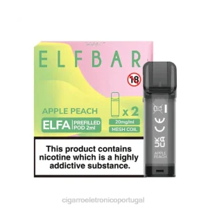 cigarro eletrónico iqos RB64325 maçã pêssego ELFBAR Elfa vagem pré-cheia – 2ml – 20mg (2 embalagens)