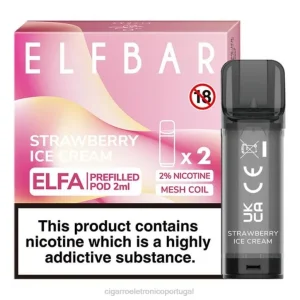 cigarro eletrónico portugal RB64324 sorvete de morango ELFBAR Elfa vagem pré-cheia – 2ml – 20mg (2 embalagens)