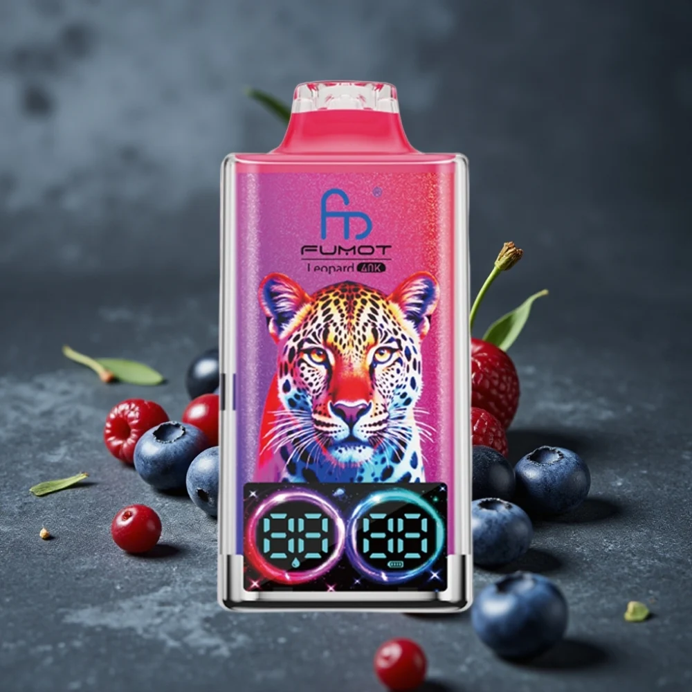 Fumot Leopard 40K Puffs Disposable Vape Mirtilo Cereja Cranberry 0%-5% Nicotine Dual Mesh 700mAh Type-C