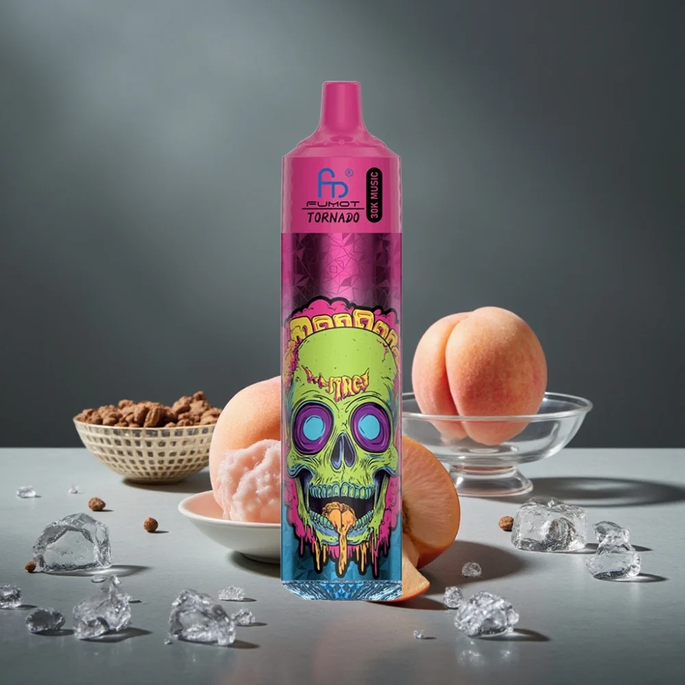 Fumot RandM Tornado 30000 Puffs 30mL 5% Pêssego Gelo LED 600mAh