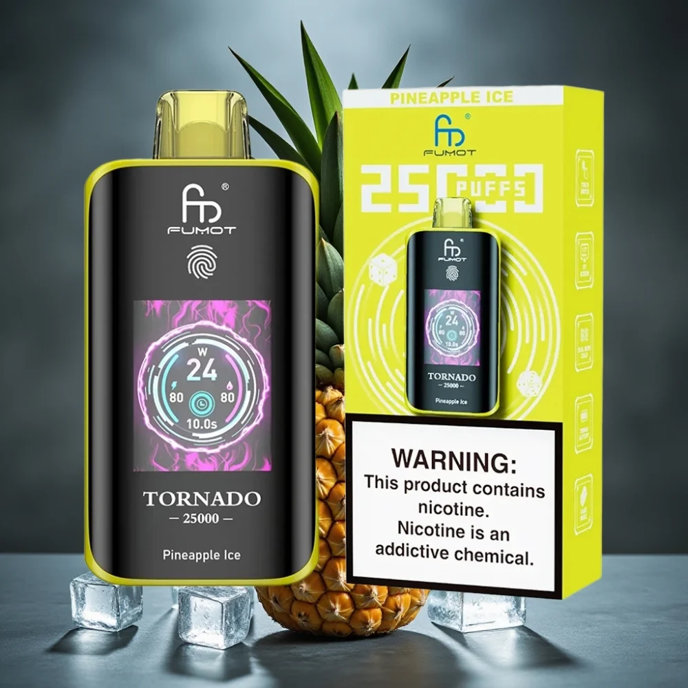Fumot Tornado 25000 Puffs HD Screen 700mAh Recarregável 20ml Abacaxi Gelo - Image 2