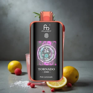 Fumot Tornado 25000 Puffs HD Screen 700mAh Recarregável 20ml Limonada Rosa