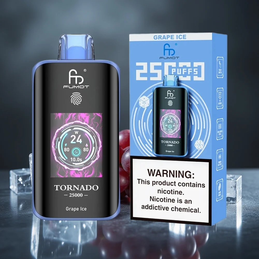 Fumot Tornado 25000 Puffs HD Screen 700mAh Recarregável 20ml Uva Gelo - Image 2
