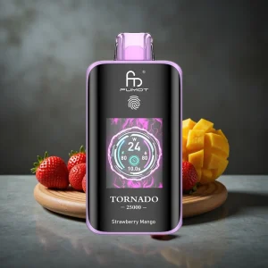 Fumot Tornado 25000 Puffs Recarregável 700mAh Tela HD Morango Manga
