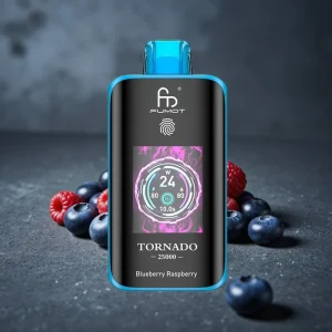 Fumot Tornado 25000 Puffs Tela HD Bateria 700mAh Recarregável Sabor Mirtilo Framboesa