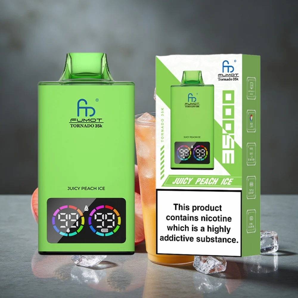 Fumot Tornado 35K Disposable Vape Pêsugo Gelado Suculento 15ml RGB Dual Mesh 700mAh USB-C - Image 2
