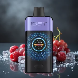 IGET ONE 12000 Puffs Disposable Vape Framboesa Uva Gelo, 2700mAh, Tela Colorida Curva