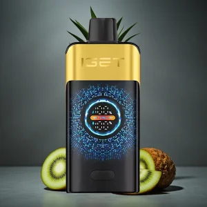 IGET ONE 12000 Puffs Disposable Vape Kiwi Abacaxi, Tela Colorida Curvada, 2700 mAh, 0.6 ohm Dual Mesh