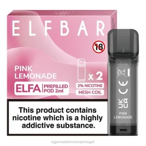 importação cigarro eletrónico portugal RB64320 limonada rosa ELFBAR Elfa vagem pré-cheia – 2ml – 20mg (2 embalagens)