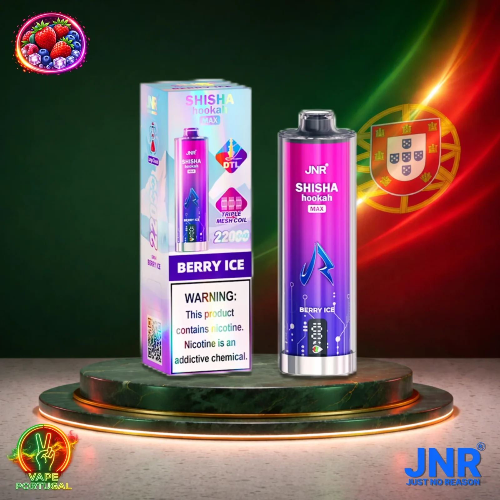 JNR Shisha Hookah Max 22K Puffs | Vape Descartável Portugal 2% Nicotina