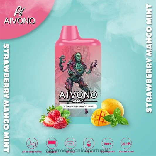 Loja Cigarro Eletronico Portugal – Aivono AIM MAGIC cigarro de caixa de 5800 bocas morango manga hortelã FR2FJJ97
