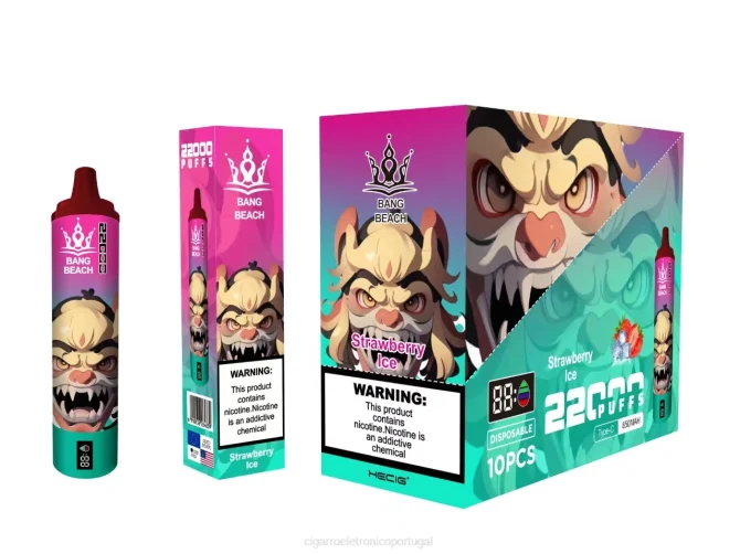 Loja Cigarro Eletronico Portugal – Bang Beach Tela inteligente de 22.000 baforadas gelo de morango 8T6020