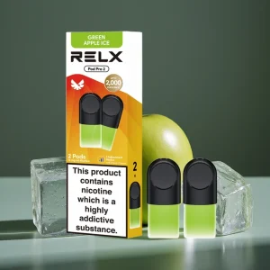 RELX Pod Pro 2 600 puffs 1.8% nic Maçã Verde Gelada 1.9ml 3 modos de voltagem